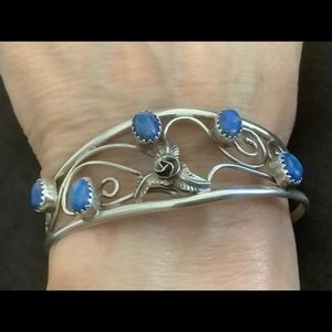 Navajo Max Calladitto Sterling Silver Lapis cuff bracelet